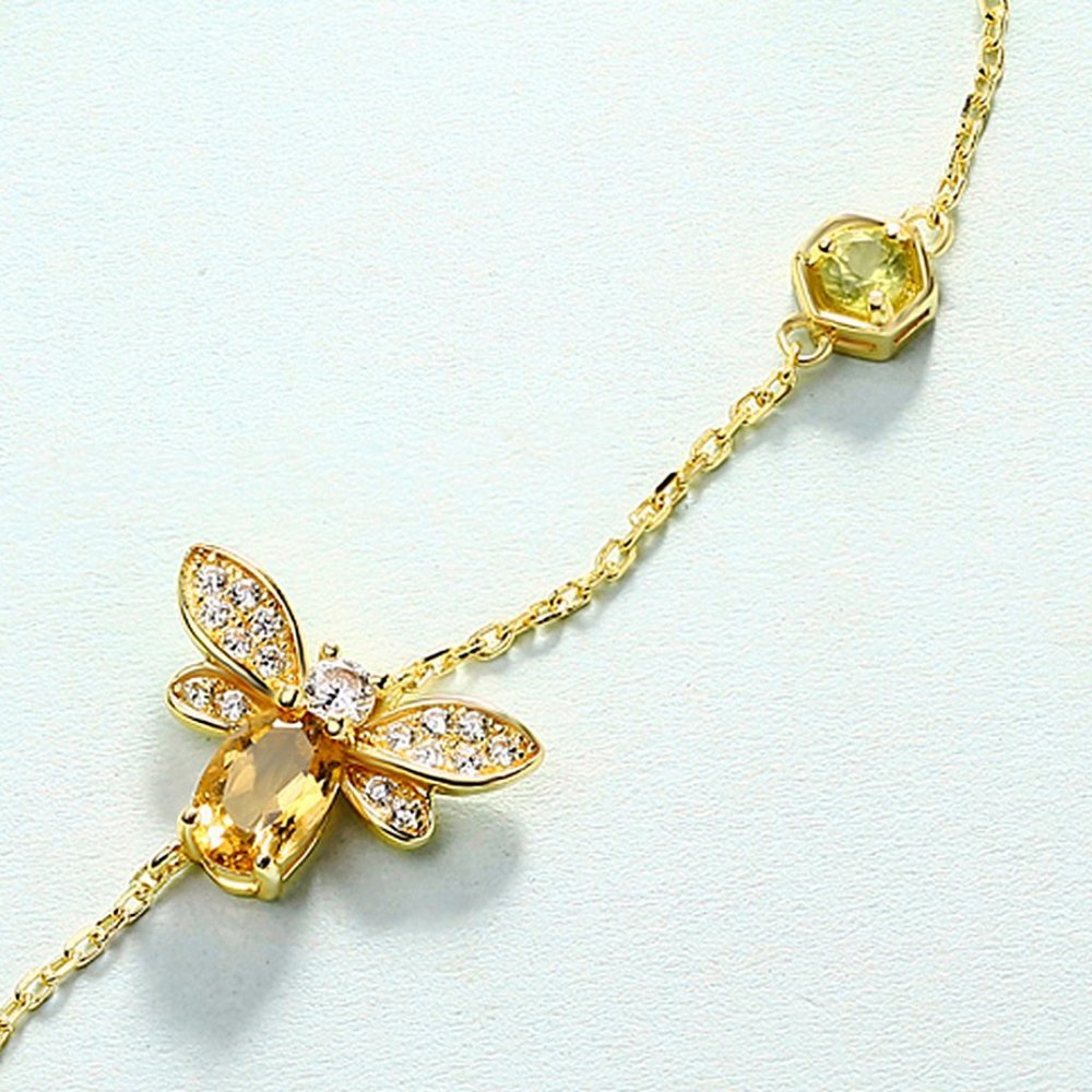 *NEW 18K Yellow Gold Citrine Diamond Bee Bracelet - Picture 2 of 7
